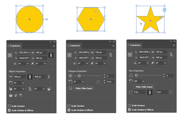 How to use live shape properties in transform panel