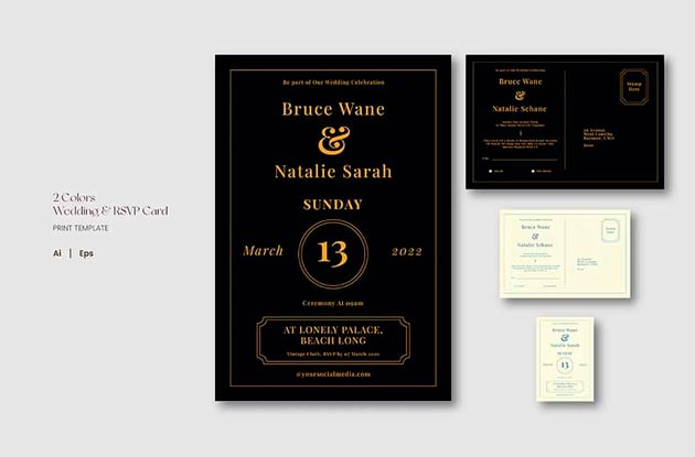 Wedding RSVP Cards Template