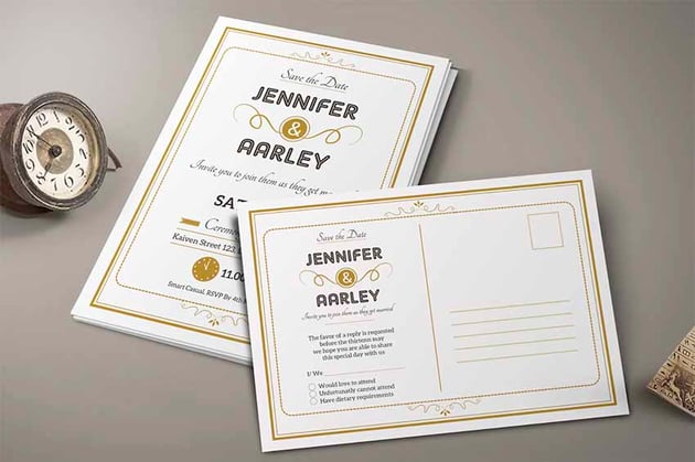 Elegant Wedding RSVP Cards Template