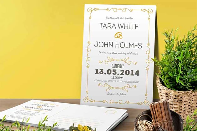 Simple Wedding Invitation & RSVP Card Template