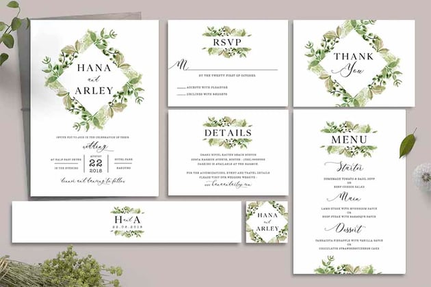 Leaves RSVP Wedding Invitation Template