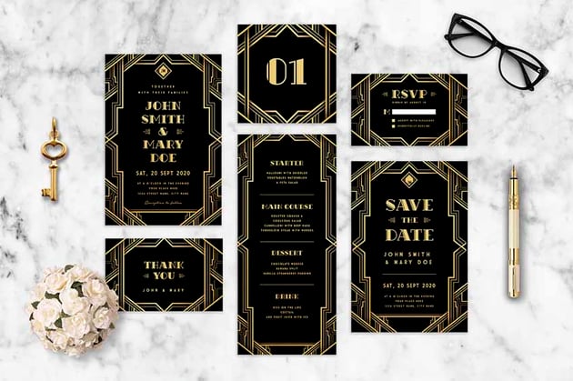 Art Deco Wedding RSVP Template