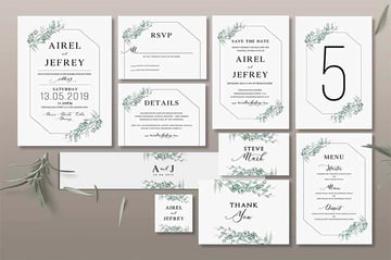 Foliage Wedding Invitation & RSVP Card Template