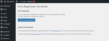 When creating a new featured image size or thumbnail size in WordPress, users should use the Regenerate Thumbnails plugin