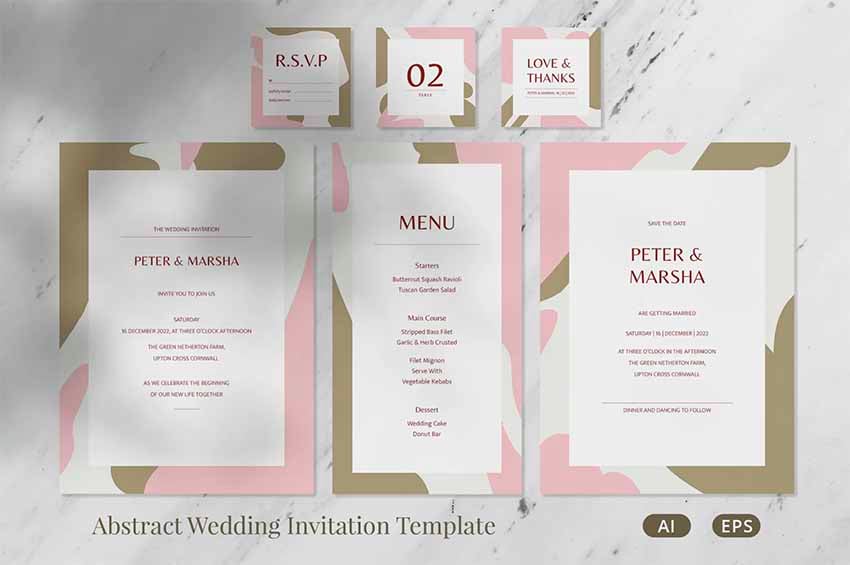 Abstract Wedding RSVP Cards