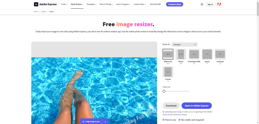 With Adobe Express's free image resizer, users can set a new image ratio for their graphics