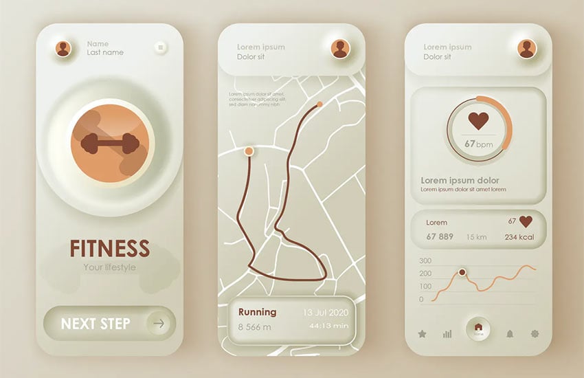 Fitness Neumorphic Mobile App UI Kit