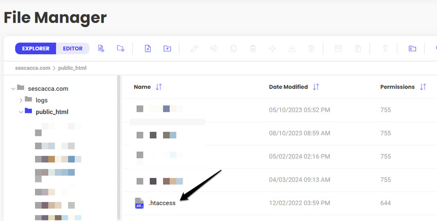 SiteGround users will find the .htaccess file in the root (public_html) of the server