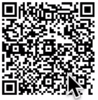 QR code example with large mouse pointer obscuring part of the code.