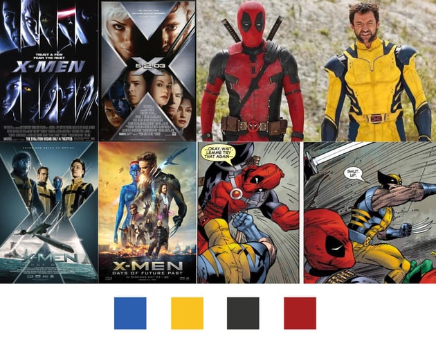 deadpool & wolverine movie poster color palette