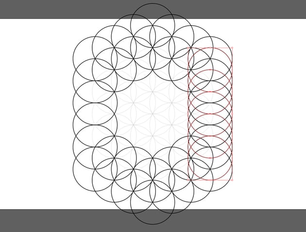 five circles moved down