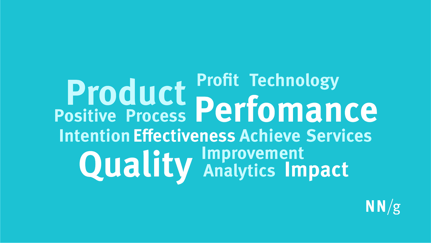 Word cloud common words: Performance, quality, product, impact