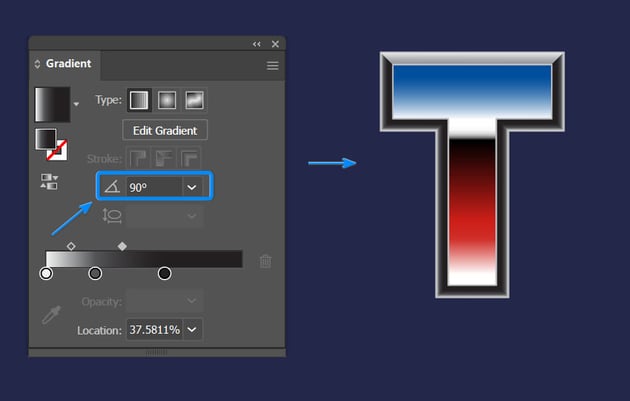 adjust gradient angles