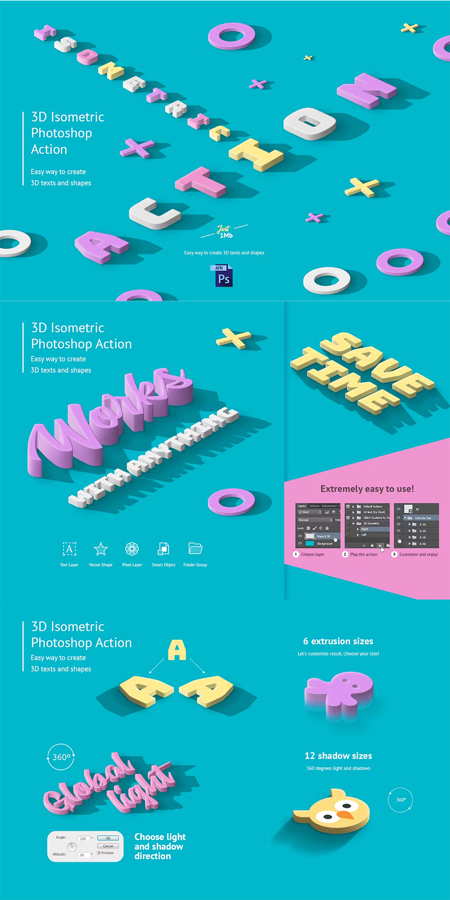 3D Isometric Photoshop Action