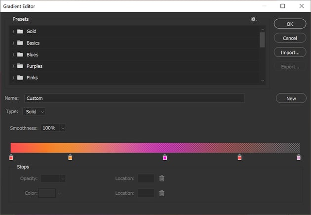 gradient settings 