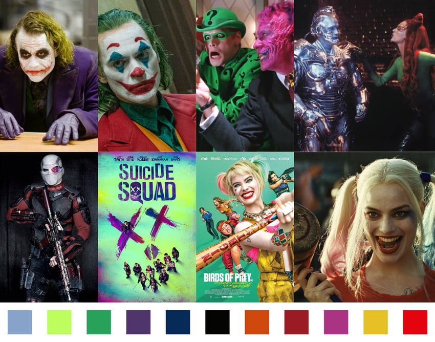 batman franchise marketing color palettes