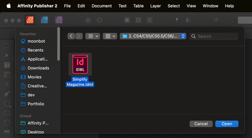 Publisher opens InDesign IDML files