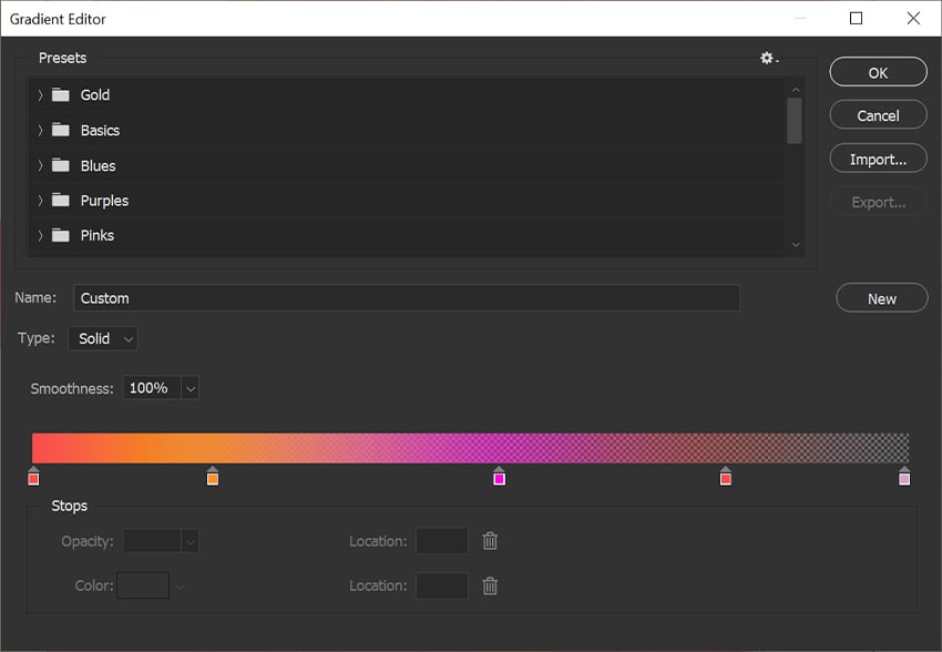 gradient settings 