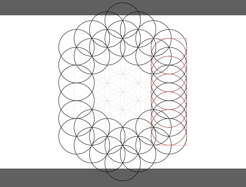 five circles moved down