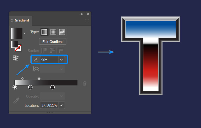 adjust gradient angles