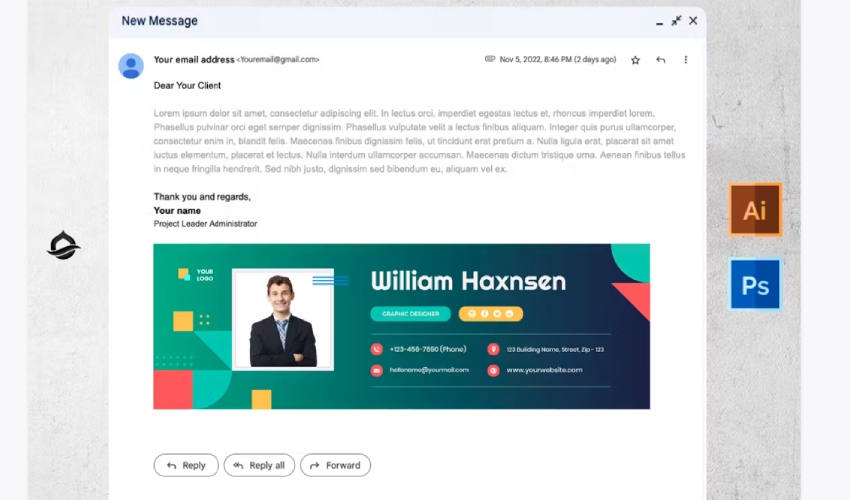 Creative Email Signature PSD Template
