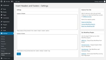 How to add JavaScript to WordPress: Insert Headers and Footers plugin.
