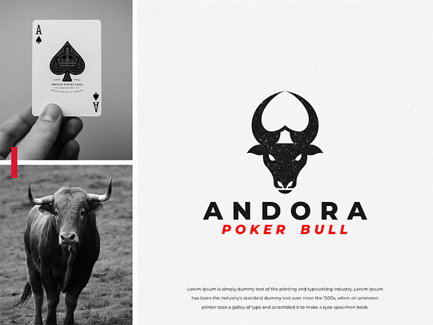 Bull Poker Negative Space Logo