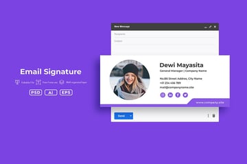 Email Signature Mockup With Social Media