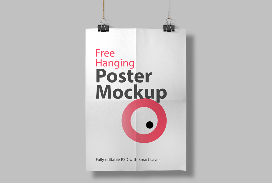 Free Hanging Poster Mockup PSD Template