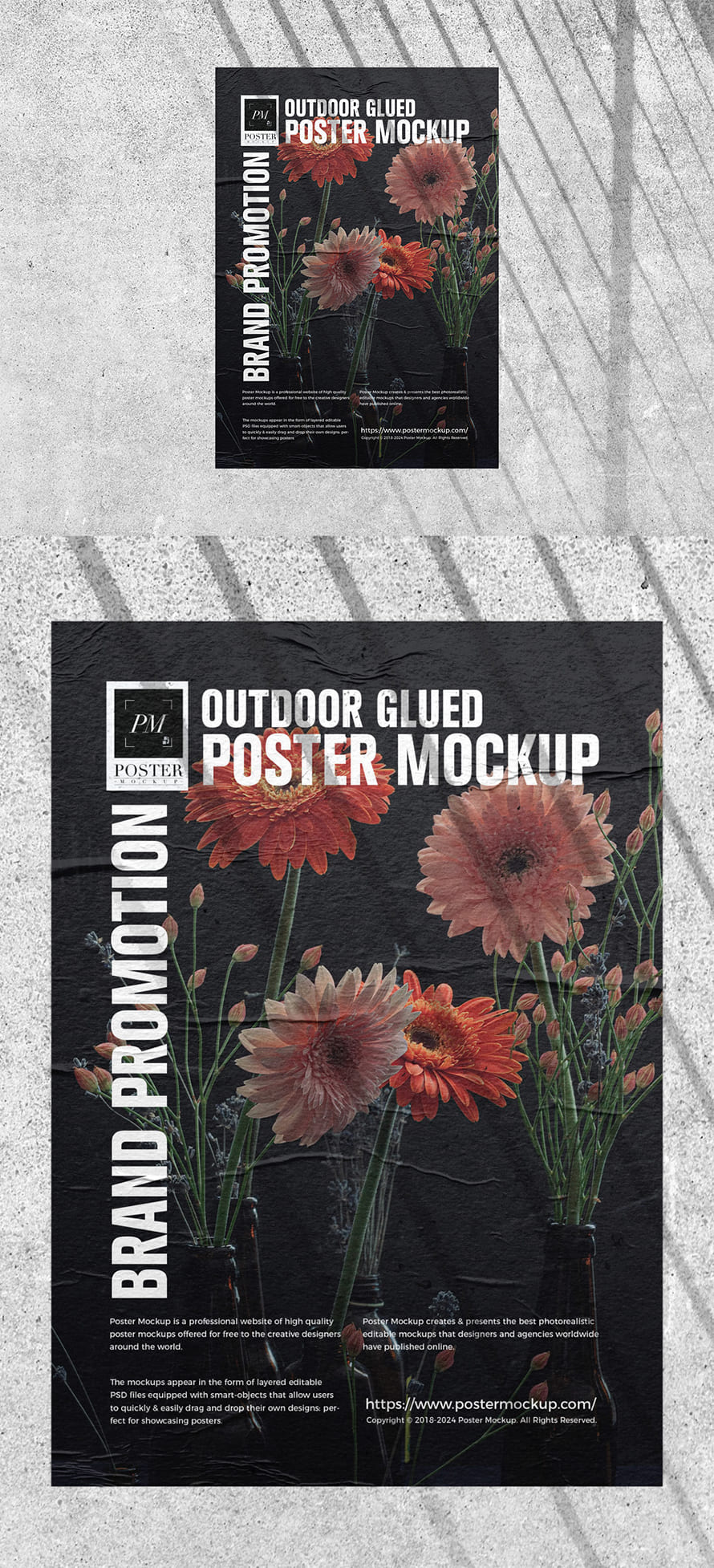 Free Outdoor Glued Poster Mockup