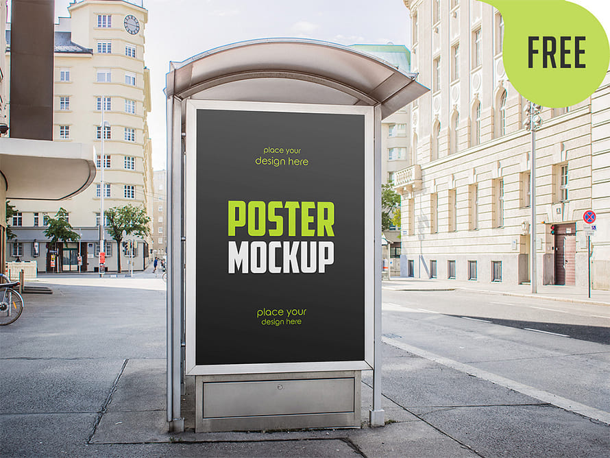 Free Bus Stop Poster Mockup