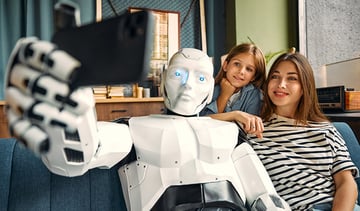 Robot with family at home