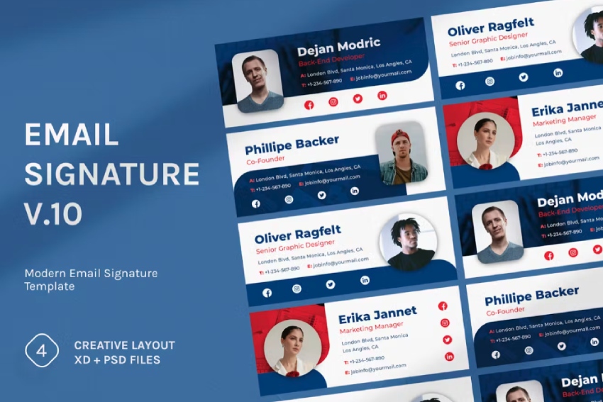 Professional Email Signature Templates v10