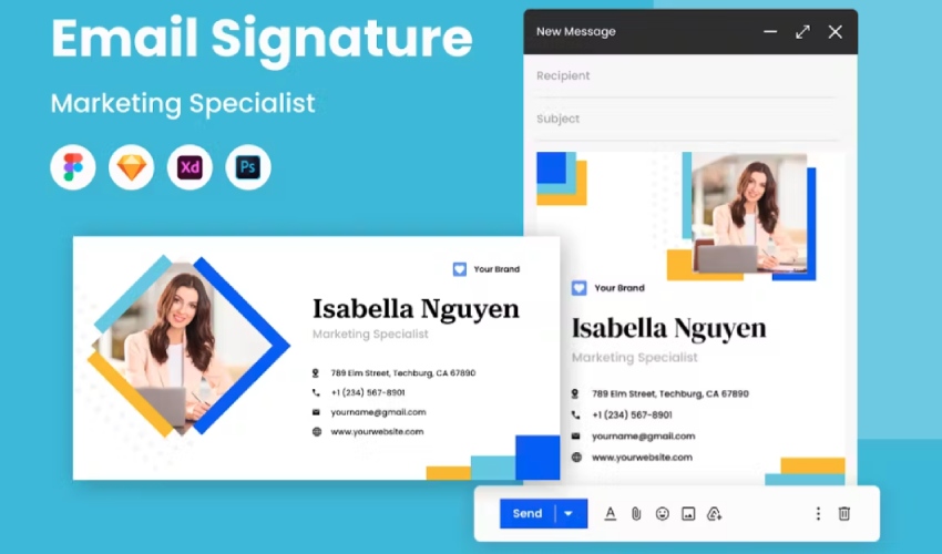 Professional Email Signature Template With Creative PSD
