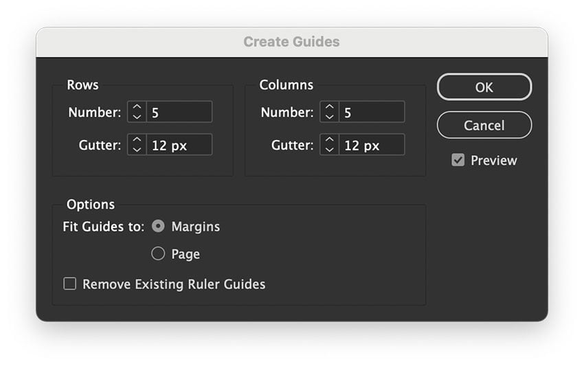 Create a grid using the Guides tool