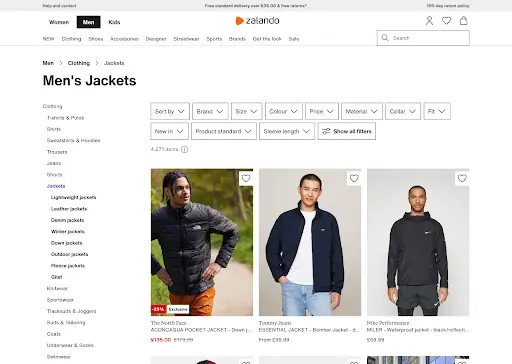 Zalando's website