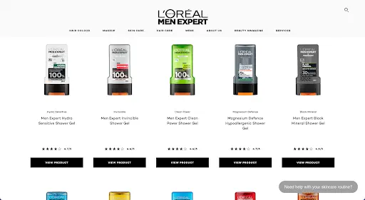 L'Oréal's website