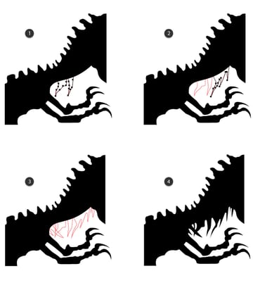 How to draw the dinosaur scary details