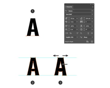 How to set up and distort letter A