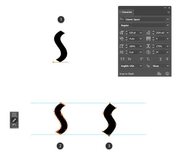 How to set up and distort letter S