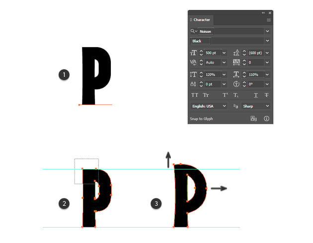 How to set up and distort letter P