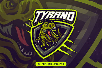 Tyrannosaurus mascot logo available on Envato Elements