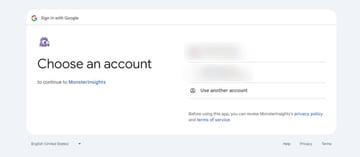 MonsterInsights will ask you to give them access to Google via the email you used to create your GA account