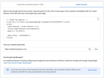 Go to Google Tag Manager (or Google Analytics) to copy your Google tag for WordPress