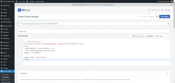 In WPCode, create a custom code snippet. Give it a Google-related name and then paste in your Google tag.