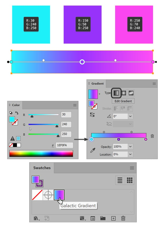 Create linear gradient with galactic colors