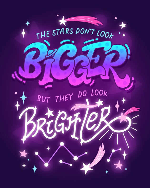 galaxy-themed hand lettering poster in Adobe Illustrator