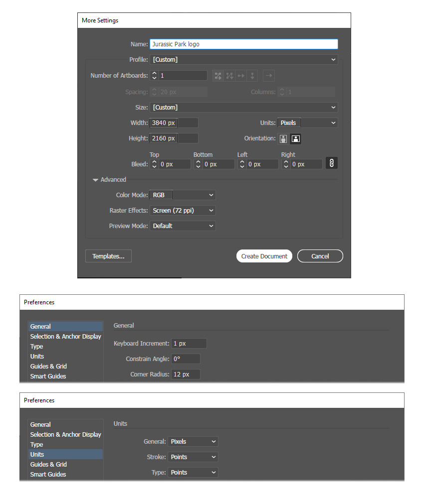 How to open a new document in Illustrator 