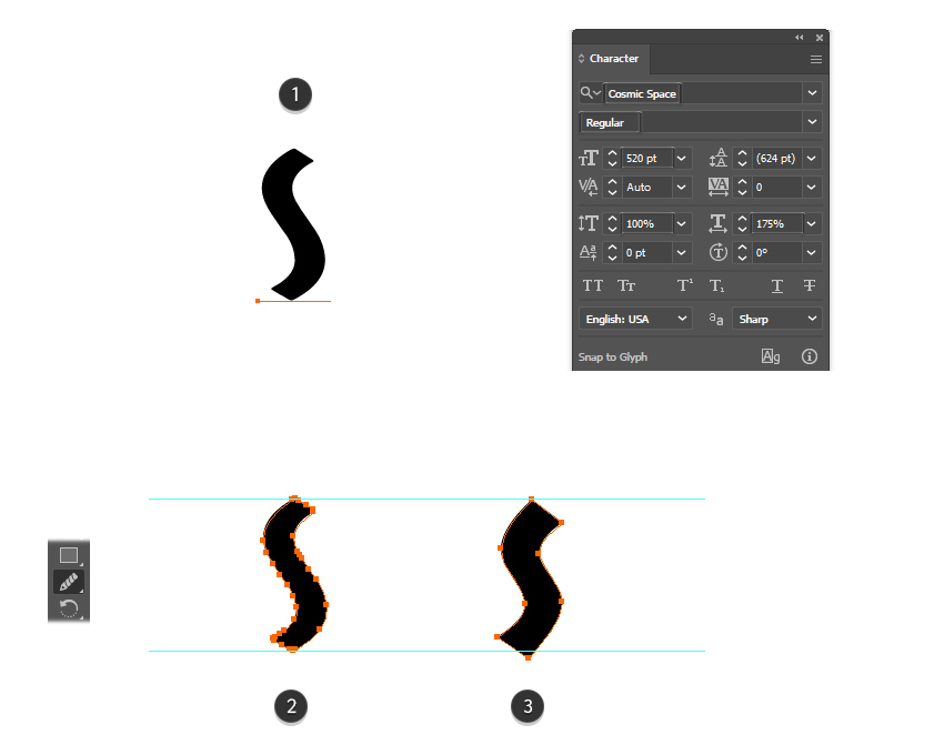 How to set up and distort letter S