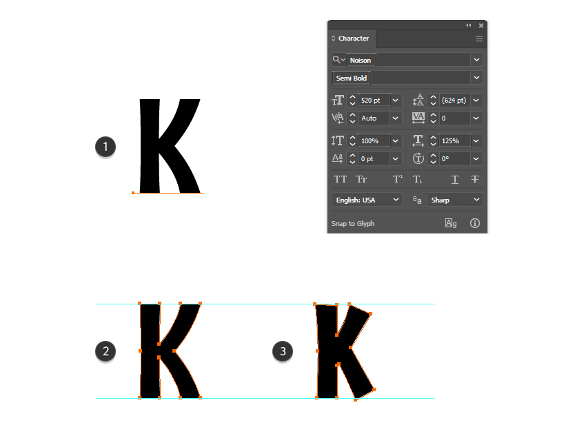 How to set up and distort letter K